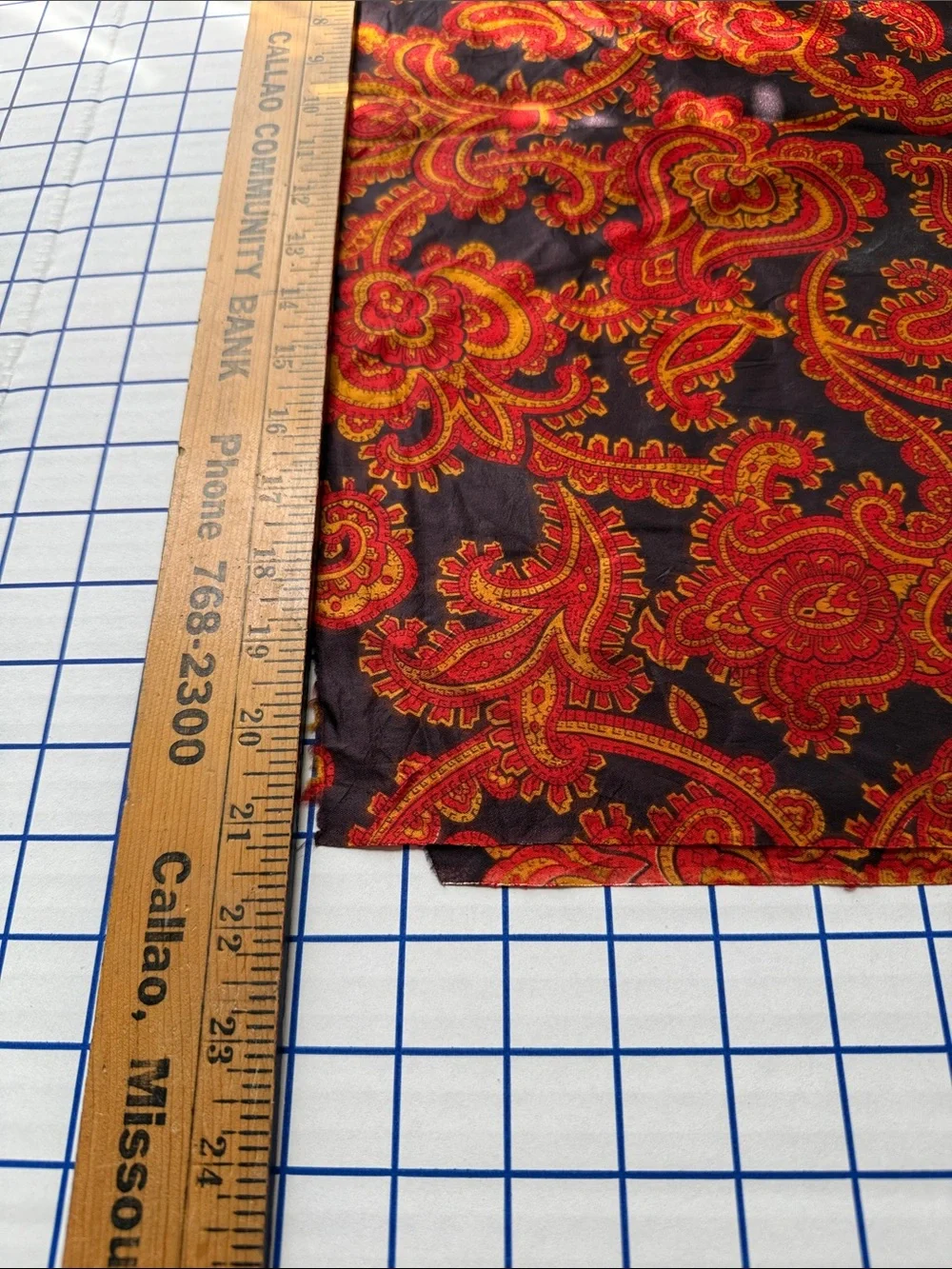 Vintage 1970s Paisley Dress Fabric 1.5 Yards x 42” Red Gold Black Lightweight
